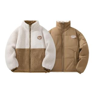 棉致儿童羊羔绒外套男童棉服2025新款冬季双面穿加绒加厚男孩棉袄