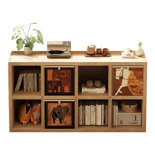 三梦书架落地置物架实木矮书柜幼儿园收纳组合格子柜客厅储物柜子