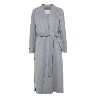 TENGS滕氏秋冬女装简约气质通勤质感灰色双面呢中长款羊毛大衣