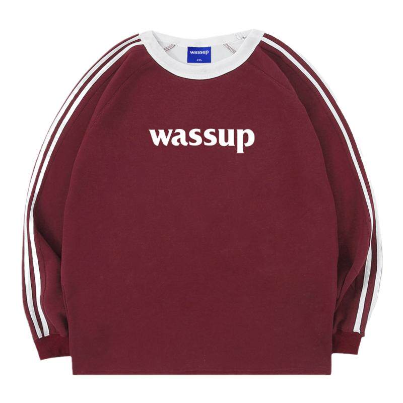 WASSUP美式三条杠长袖卫衣男