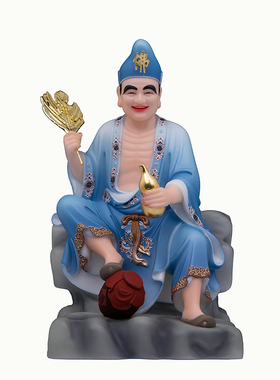 汉白玉彩绘济公佛像客厅供奉摆件