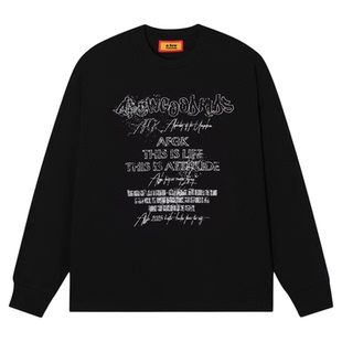 AFGK25FW喷漆涂鸦字体长袖美式圆领T恤男女潮流街头百搭休闲上衣