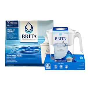 美国直邮 Brita碧然德净水滤水壶10杯大容量美版家用10个替换滤芯