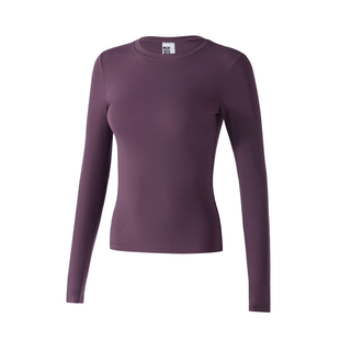 瑜伽服长袖t恤女圆领紧身显瘦跑步训练运动速干衣普拉提健身上衣