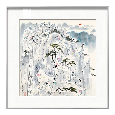 版画吴冠中装饰画新中式餐厅挂画