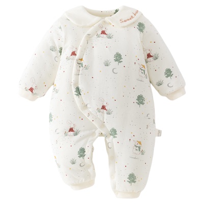 婴儿a类120g夹棉保暖加厚连体衣