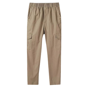 稻草人纯棉长裤春秋透气休闲裤中老年爸爸裤男士直筒多口袋工装裤