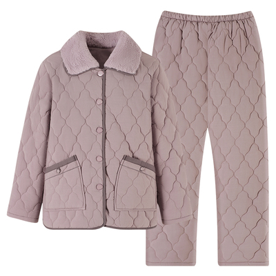 猫人女士秋冬季睡衣纯棉夹棉