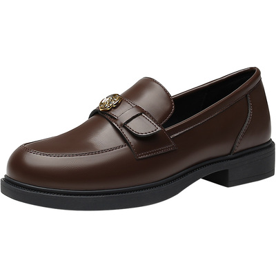 大东乐福鞋女鞋复古小皮鞋平底