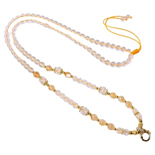 泰国佛牌链子黄塔晶万能扣唐卡水晶圆珠链子挂绳百搭项链6mm直径