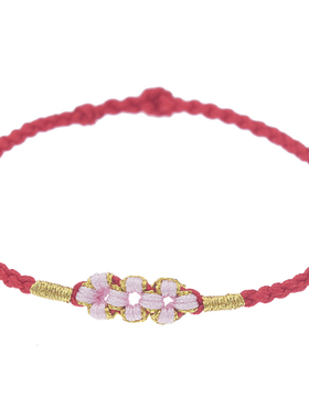 小众招桃花编织森系红绳手链