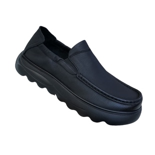 2026春季真皮男鞋休闲皮鞋厚底轻便百搭一脚蹬懒人时尚豆豆鞋单鞋