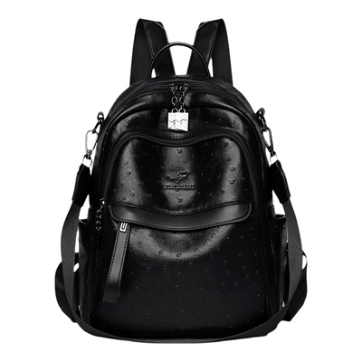 袋鼠真皮女包双肩背包大容量新款