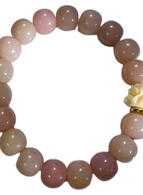 蜜桃粉天然菩提根手串