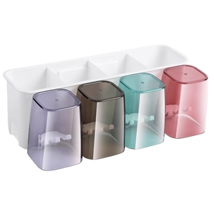 牙刷牙膏置物架免打孔卫生间壁挂式家庭漱口杯架套装刷牙收纳架子