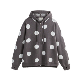 Medaigual 撞色波点提花松弛慵懒感卫衣外套街头小众宽松连帽毛衣