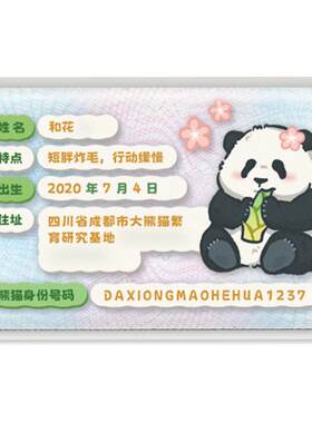 可爱熊猫身份证件保护套 挡脸保护隐私 升级加厚PVC卡套