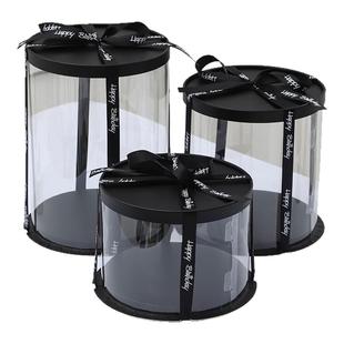 透明生日蛋糕盒子包装盒圆盒4四6六8寸单双高圆形礼品打包盒定制