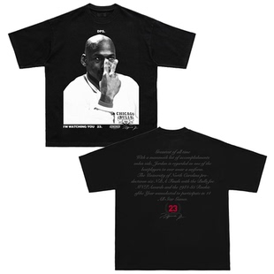 DPS「米高佐敦」美式篮球短袖宽松嘻哈复古印花圆领T恤重磅半袖