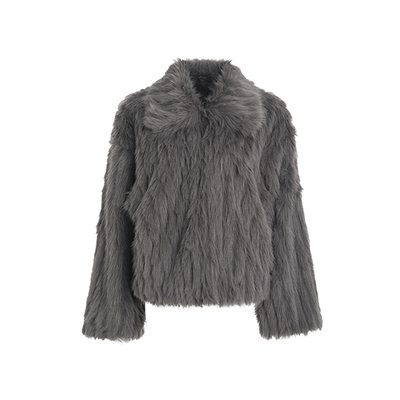 美式翻领环保皮草短款外套女冬季