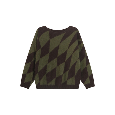 艾文文IRIS迷宫 2026秋冬“100羊毛拉毛”菱格慵懒针织衫26SY848