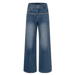 RAIVE2026春季女裤子长裤层次感磨边设计韩系牛仔裤