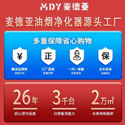 定制油烟净化一体机饭店学校食堂抽油烟机大吸力无管道厨房排烟罩