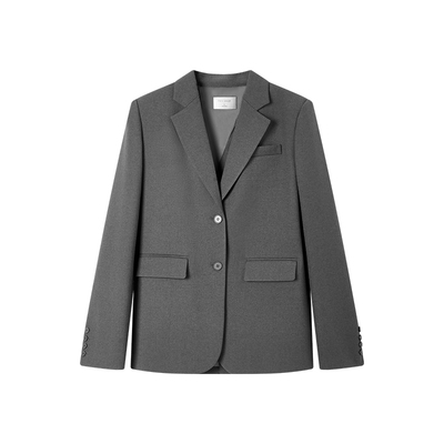 TKYSHOP气质通勤灰色西装外套