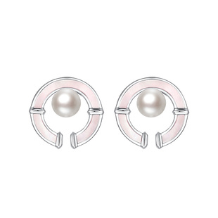 YUMMIE优米珠宝笛音耳钉极光无瑕珍珠耳饰牧童短笛粉色女士银首饰