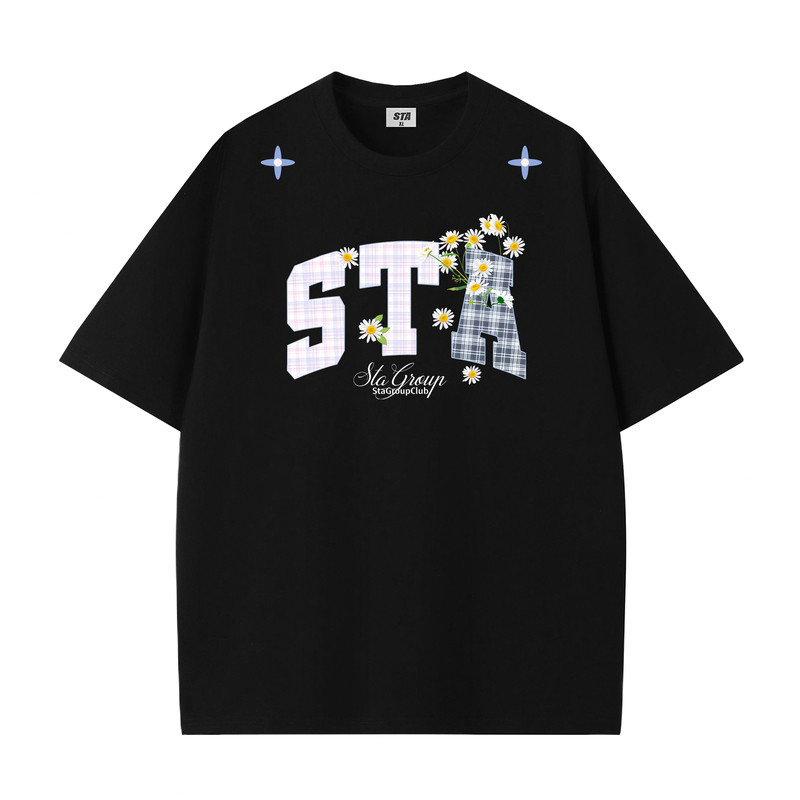 STA旗舰店美式潮牌花卉印花短袖男女夏季2026新款重磅纯棉情侣t恤