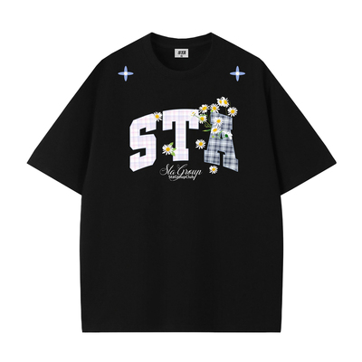 STA旗舰店美式潮牌花卉印花短袖男女夏季2026新款重磅纯棉情侣t恤