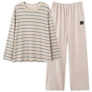 情侣睡衣男女秋冬新款双面磨毛德绒加绒加厚套头可外穿家居服套装