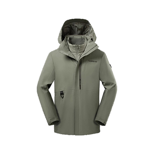 探路者冲锋衣男羽绒内胆冬季户外三合一可拆卸防风防水保暖外套女