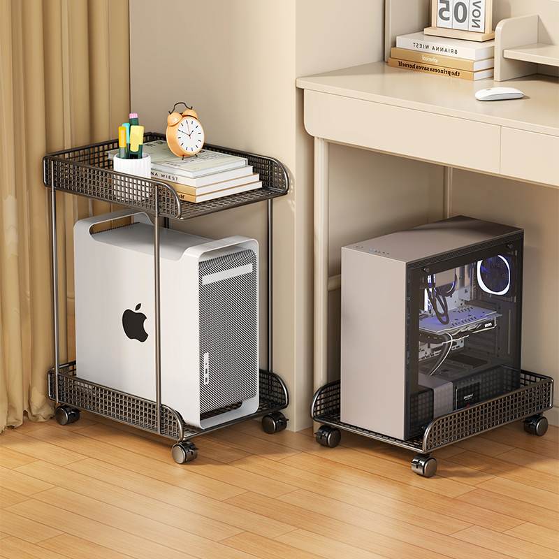 电脑主机托架台式机箱放置柜支架托盘底座放置架置物架带轮可移动
