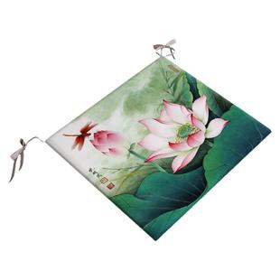 新中式亚麻椅垫红木沙发荷花餐椅垫太师椅实木圈椅海绵坐垫四季夏