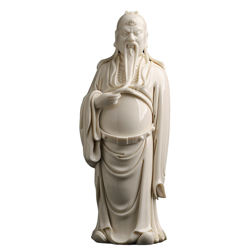 戴玉堂陶瓷郑建冰《文关公立像》关羽武财神家里供奉摆件家用装饰