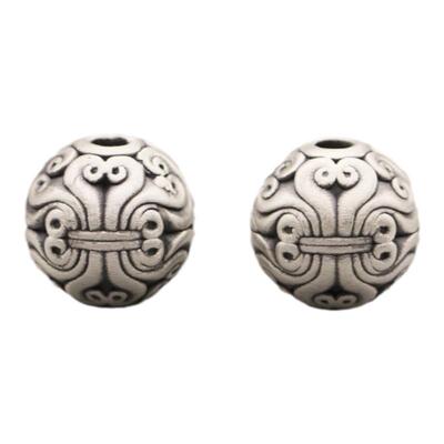 S999纯银如意结扣花纹圆珠