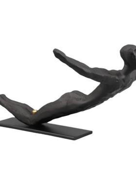 现代简约创意黑色金属人物雕塑