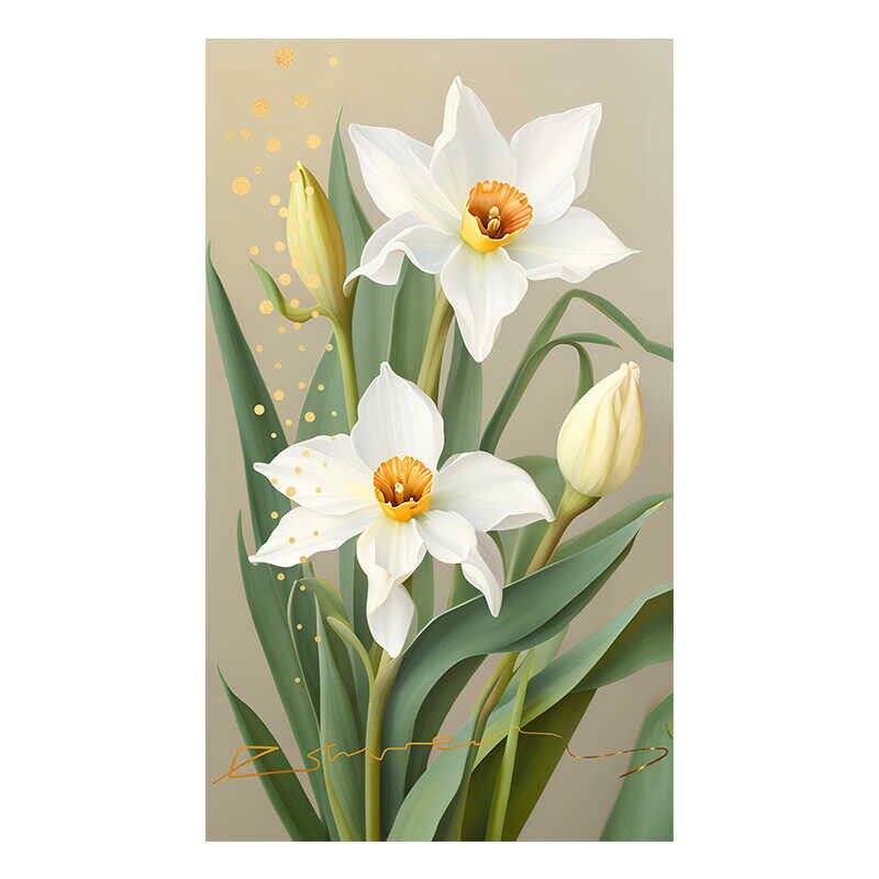 简约郁金香花卉入户装饰贴画