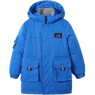 象老大男童羽绒服冬季中长加厚活面可拆卸儿童工装中大童洋气外套