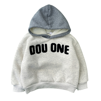 男童加厚绒卫衣连帽一体绒