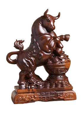 黑檀木牛势旺财摆件办公室好物