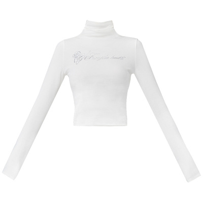 易碎商店叠穿心机烫钻打底衫t恤