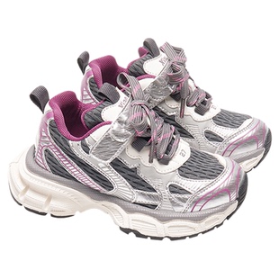 小米步女童运动鞋2026春季新款儿童老爹鞋加绒软底防滑透气跑步鞋