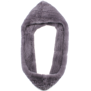 秋冬加厚獭兔毛编织帽子女保暖兔毛围巾连帽皮草围巾帽子一体两用