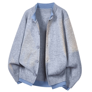 男士假两件针织衫男款圣诞毛衣开衫冬季外套新年战袍2025新款上衣