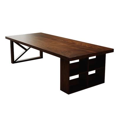 高档南美胡桃木客厅大长书桌书柜