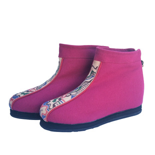 九天莲池靴子女秋冬加绒民族风绣花短靴内增高棉鞋布鞋复古妈妈鞋