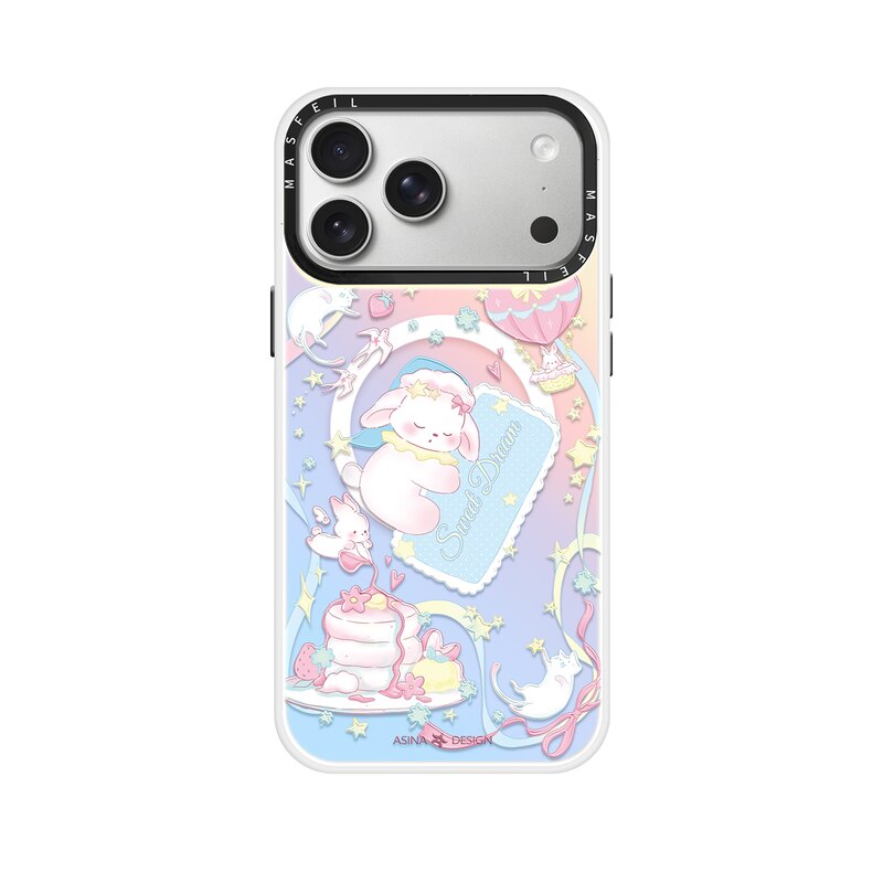 甜梦小兔适用苹果17Promax手机壳15磁吸支架iPhone16Pro保护套网红创意plus全包可爱14超薄13新款女高级感12
