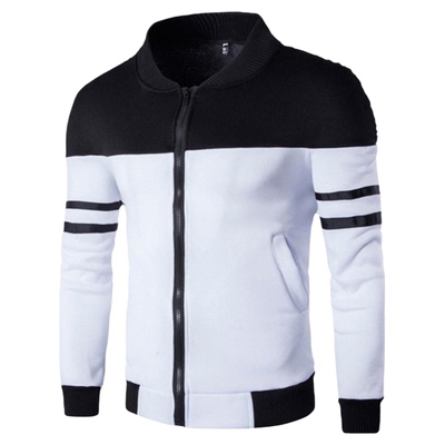 男士拼色修身拉链棒球服